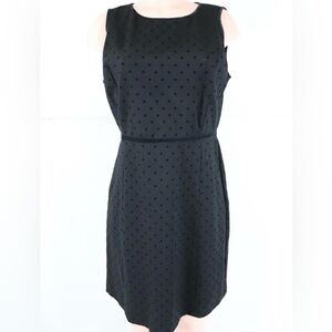 Talbots Black Ponte Flock Dot Dress Career Stretch